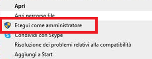 Esegui come amministratore